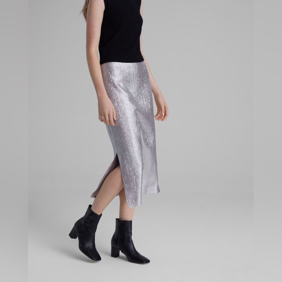 Club Monaco Skirt Soft Metallic Silver BNWT - Picture 5 of 11